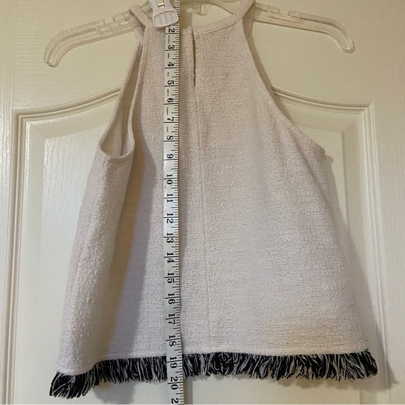 Off White Halter Top with Fringe Hem - Picture 6 of 7